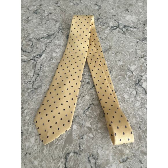 Vintage Bert Pulitzer Men's Silk Neck Tie Yellow Blue Dots Made in USA JL - Picture 2 of 8
